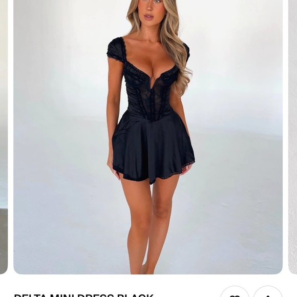 Black lace up corset mini dresss - Picture 3 of 11